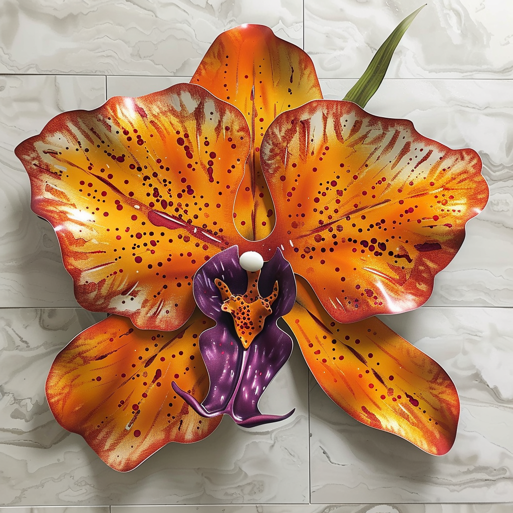 Orchid Petal Metal Wall Art – Elegant Floral Garden Decor, Botanical Wall Sign