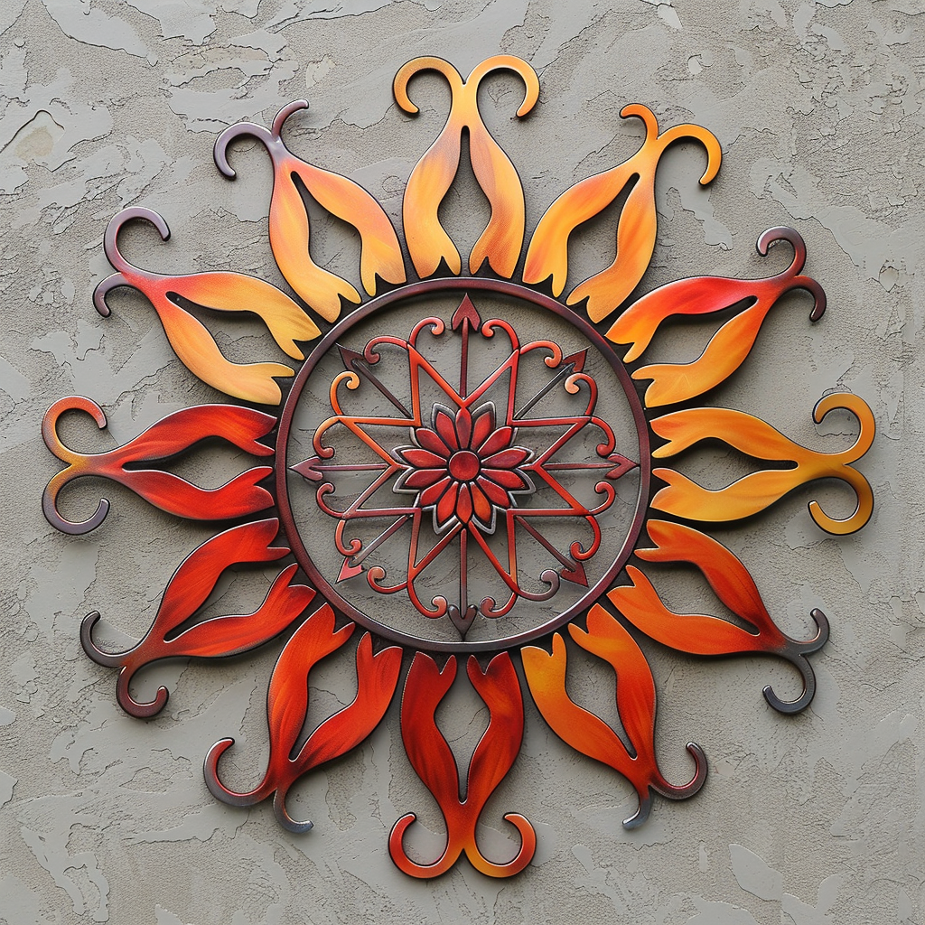 Mandala Sunburst Metal Wall Art, Boho Celestial Decor for Patio & Garden