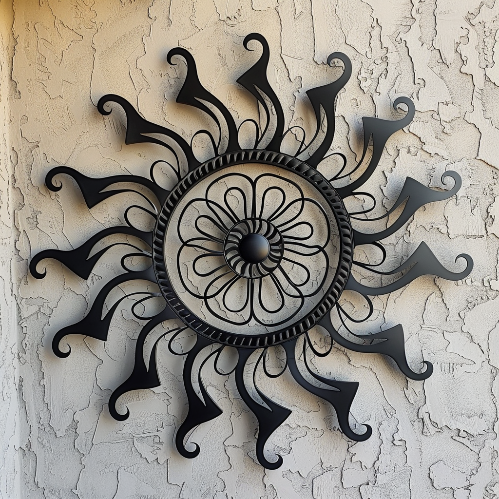 Mandala Sunburst Metal Wall Art, Boho Celestial Decor for Patio & Garden V2