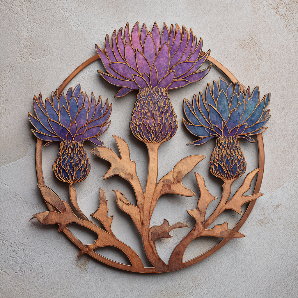 Thistle Flower Metal Wall Art, Rustic Botanical Garden Decor for Patio