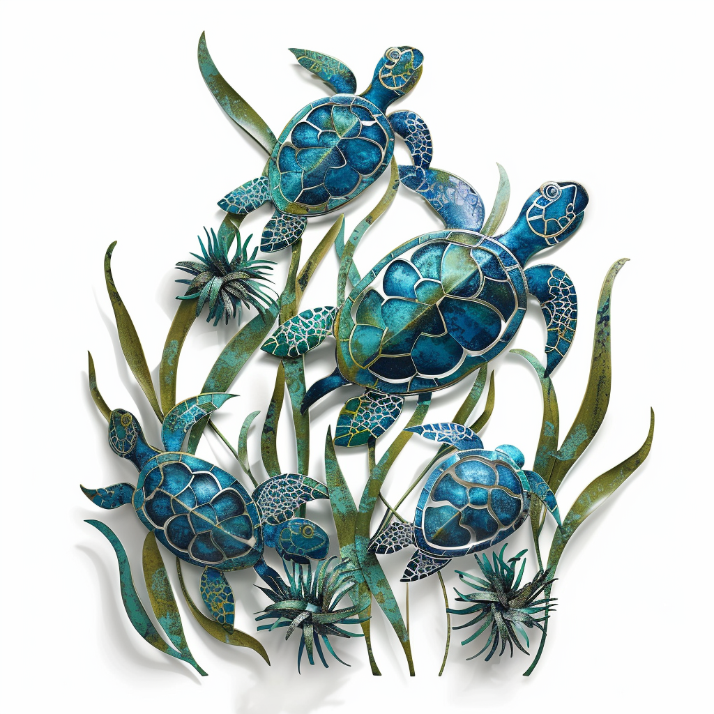 Sea Turtle Metal Wall Art – Coastal Ocean Decor, Beach Garden Sign