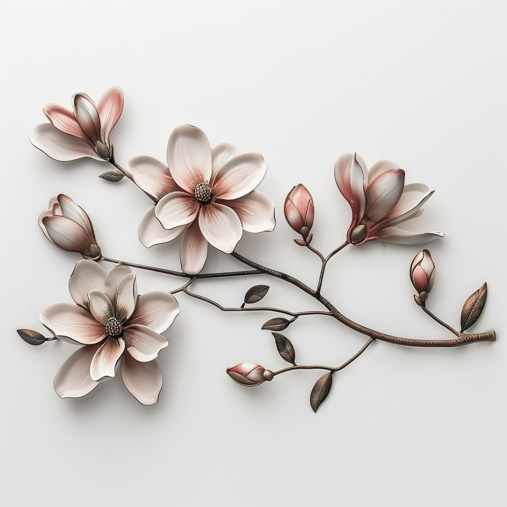 Magnolia Flower Metal Wall Art – Elegant Floral Garden Decor, Outdoor Sign
