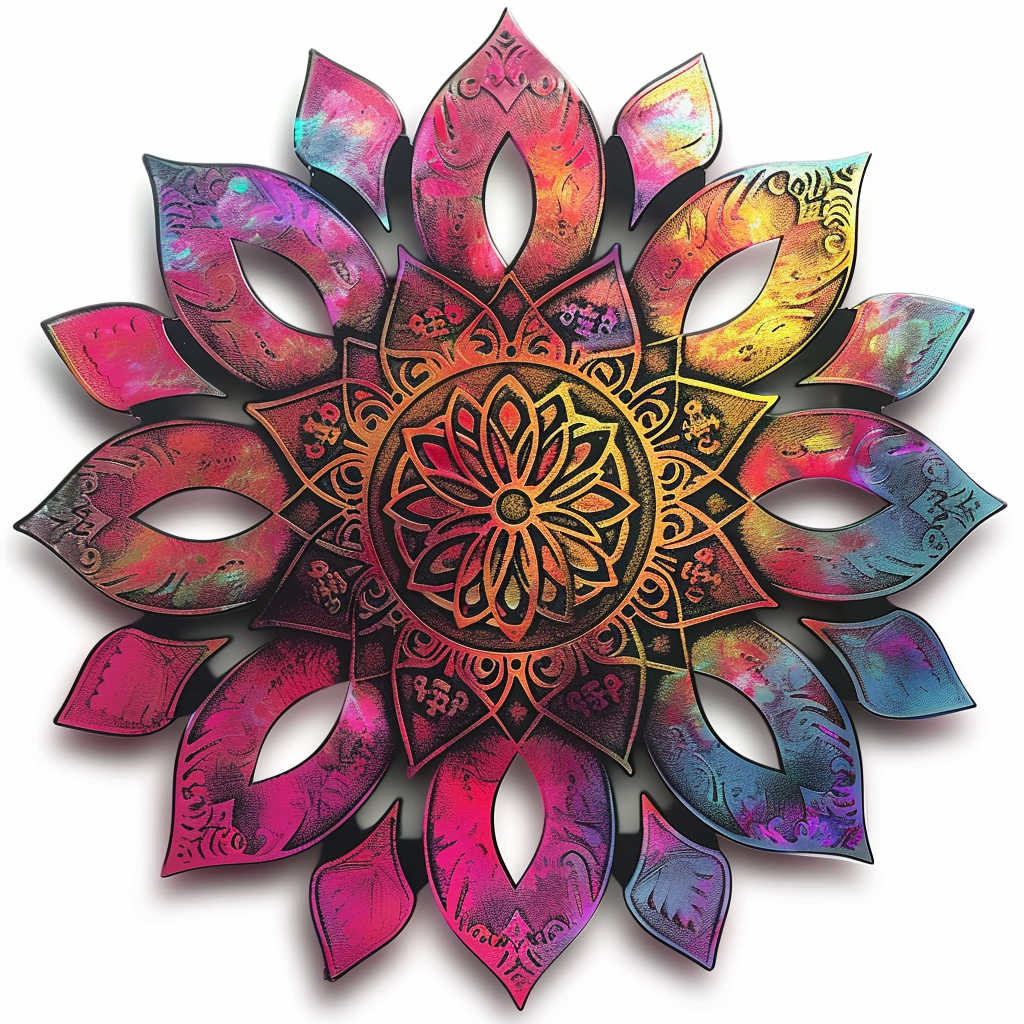 Colorful Mandala Metal Wall Art – Boho Floral Decor, Outdoor Garden Wall Sign