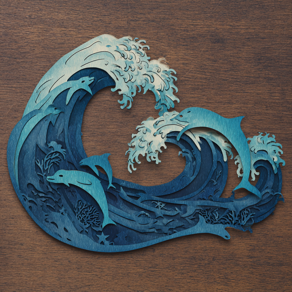 Ocean Wave Metal Wall Art – Tropical Coastal Decor, Beach Garden Sign