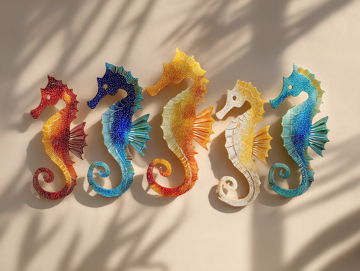 Seahorse Metal Wall Art Coastal Ocean Beach House Nautical Wall Decor