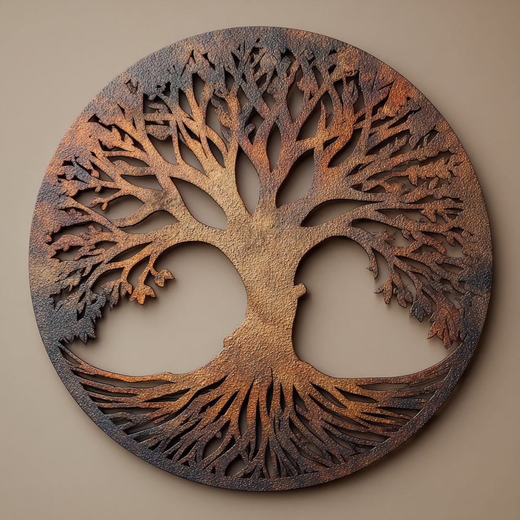 Tree of Life Metal Wall Art Rustic Zen Garden Wall Decor