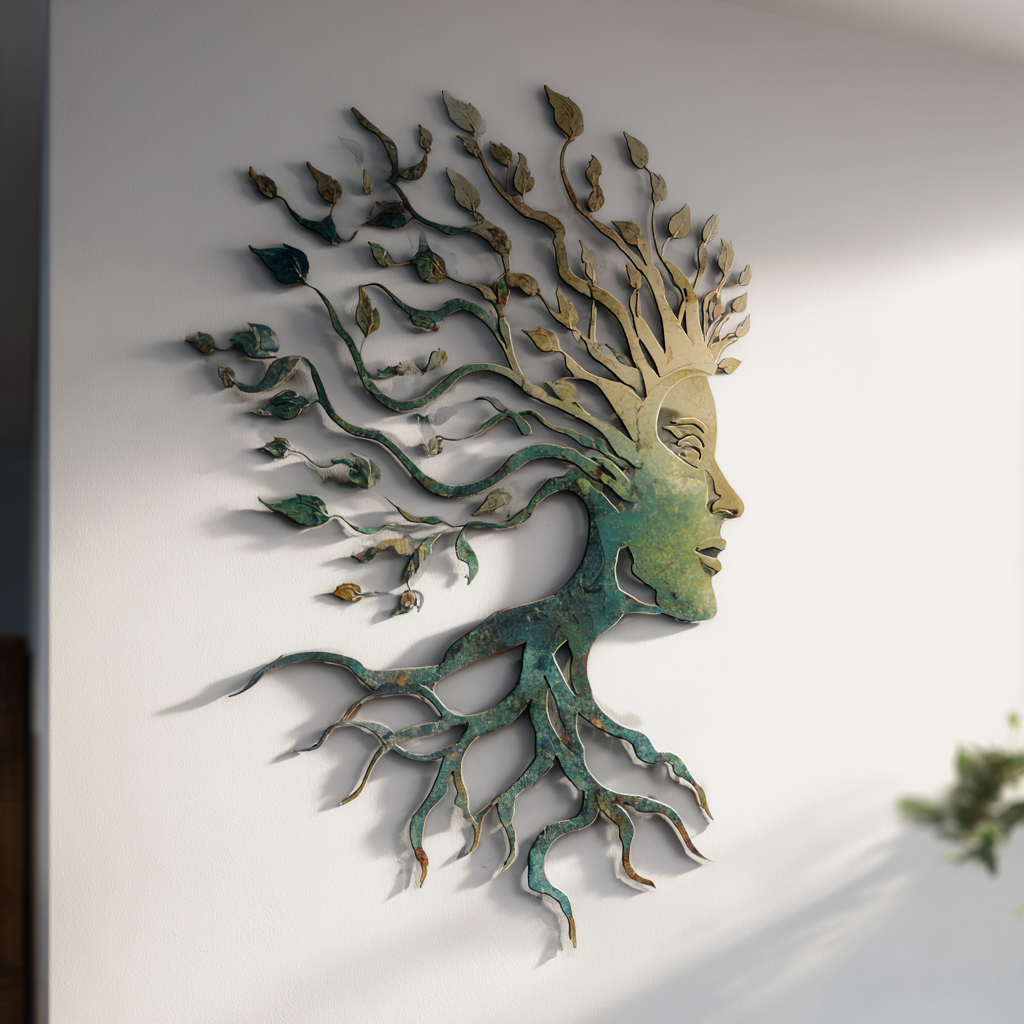 Tree Woman Goddess Metal Wall Art Botanical Garden Outdoor Decor