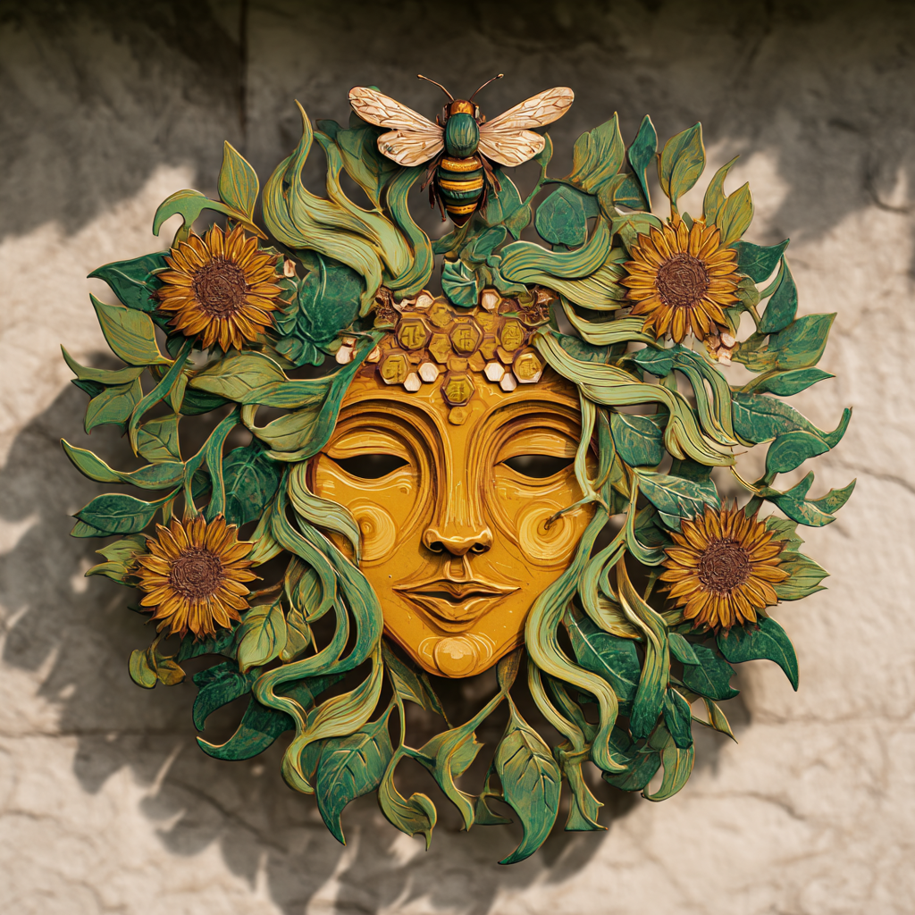 Bee Garden Goddess Metal Wall Art Botanical Outdoor Garden Decor