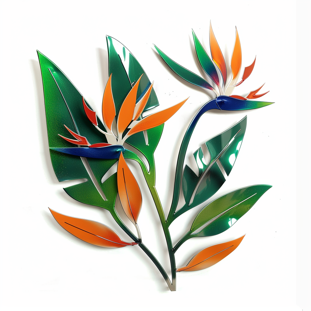 Bird of Paradise Metal Wall Art Tropical Floral Garden Wall Decor