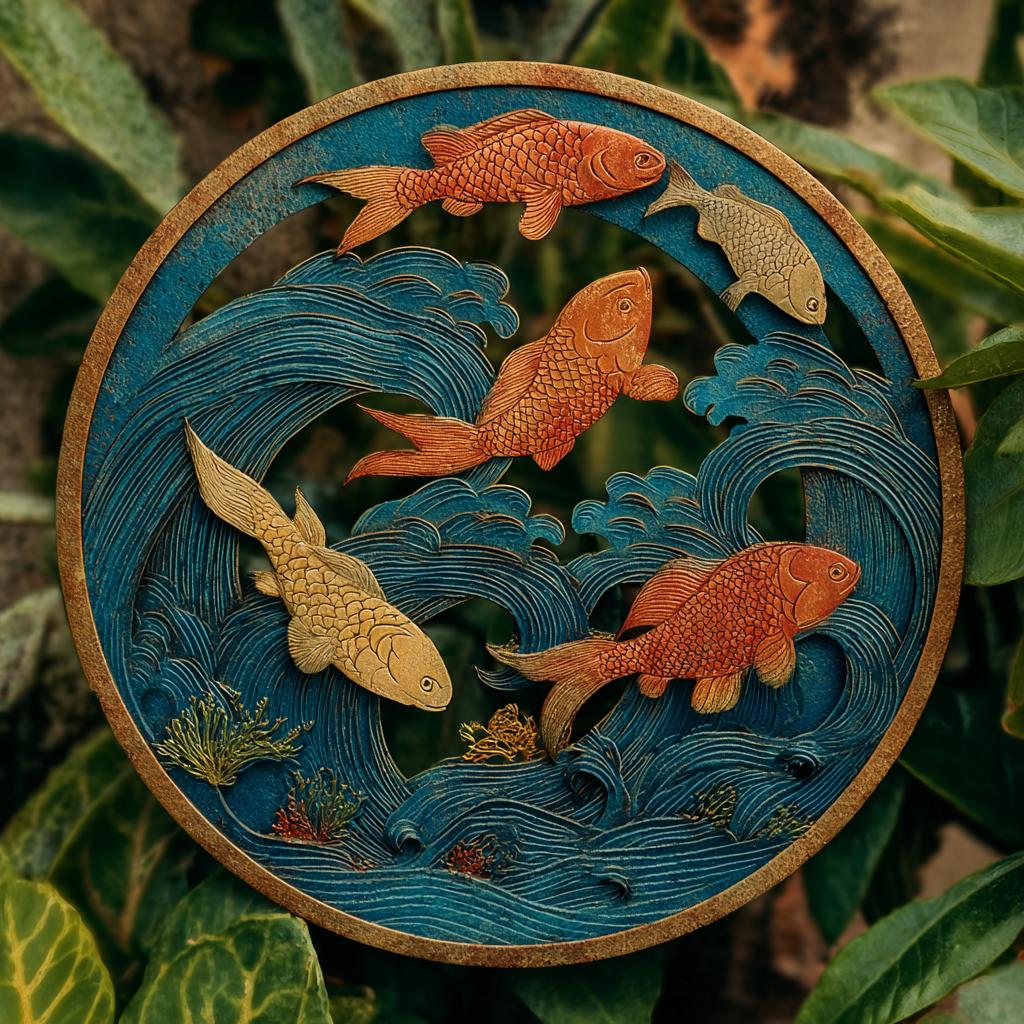 School Of Fish Metal Wall Art Coastal Ocean Beach House Nautical Wall Decor