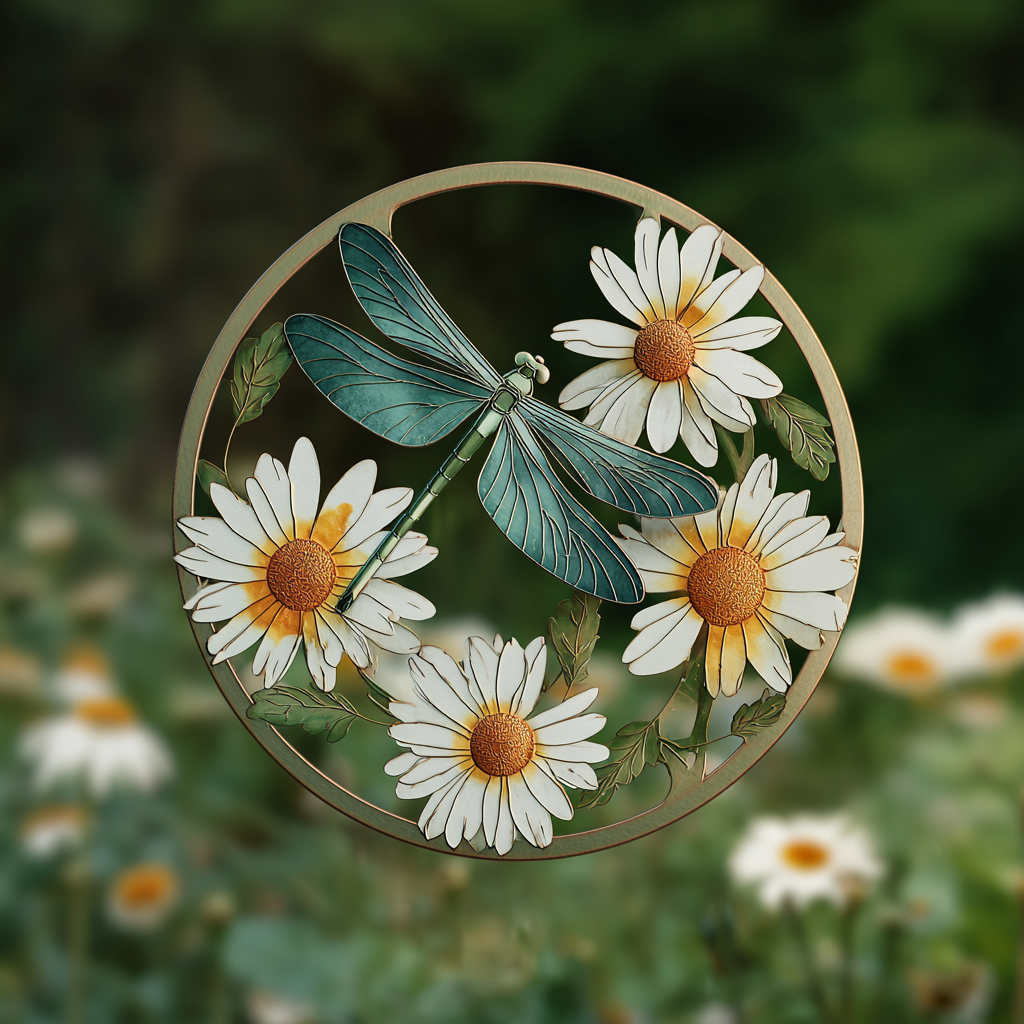 Daisy Dragonfly Metal Wall Art Outdoor Decor