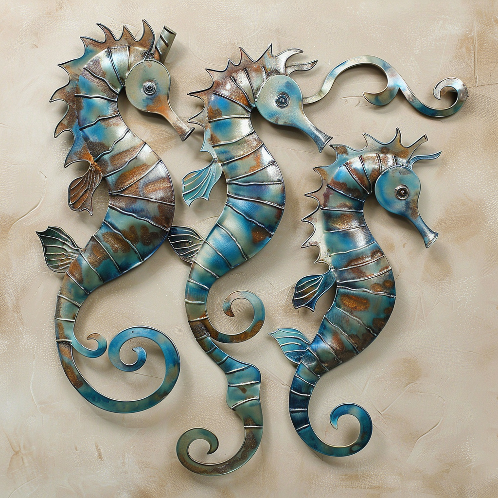 Seahorse Metal Wall Art – Coastal Ocean Decor, Nautical Garden Sign