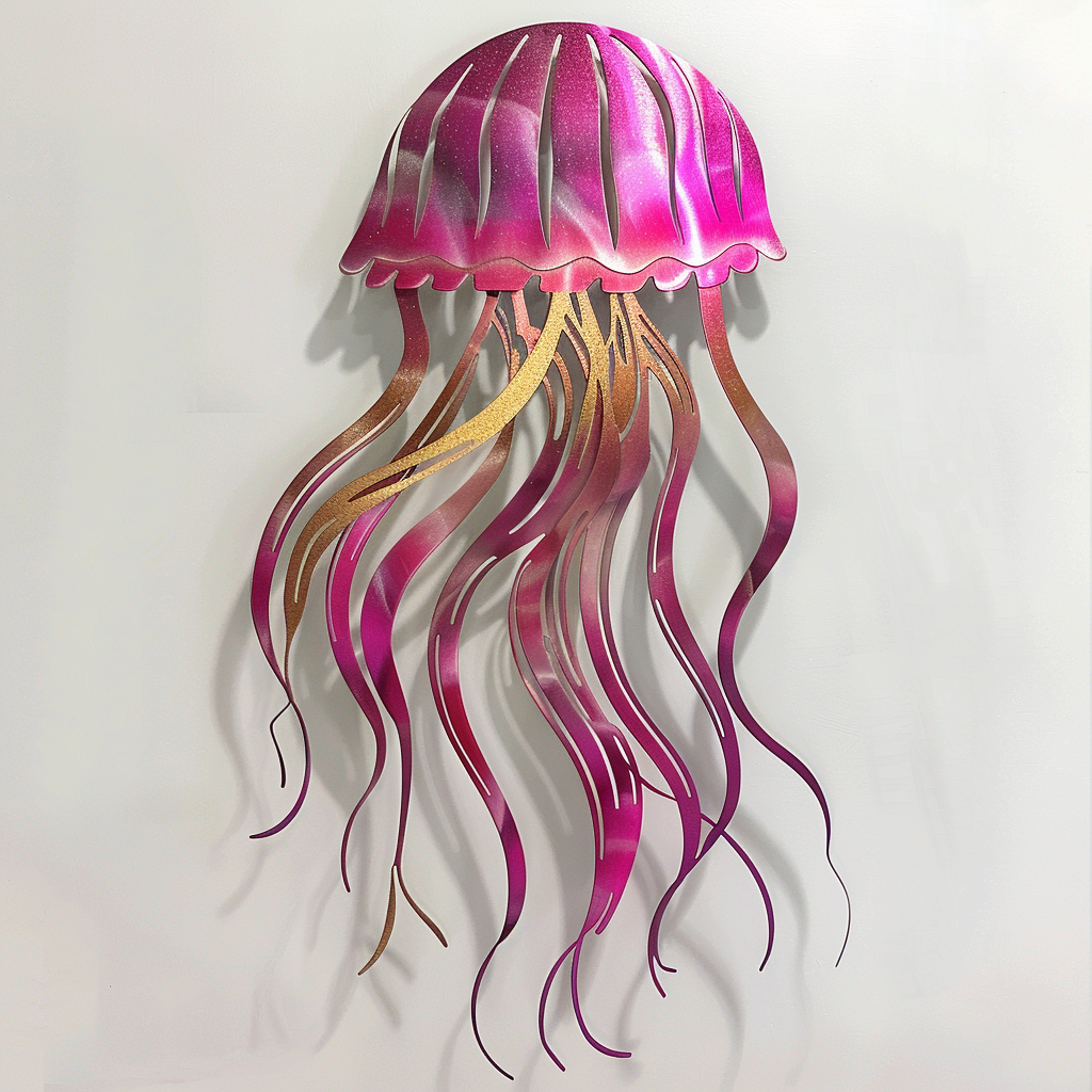 Jellyfish Metal Wall Art – Coastal Ocean Decor, Marine Garden Sign