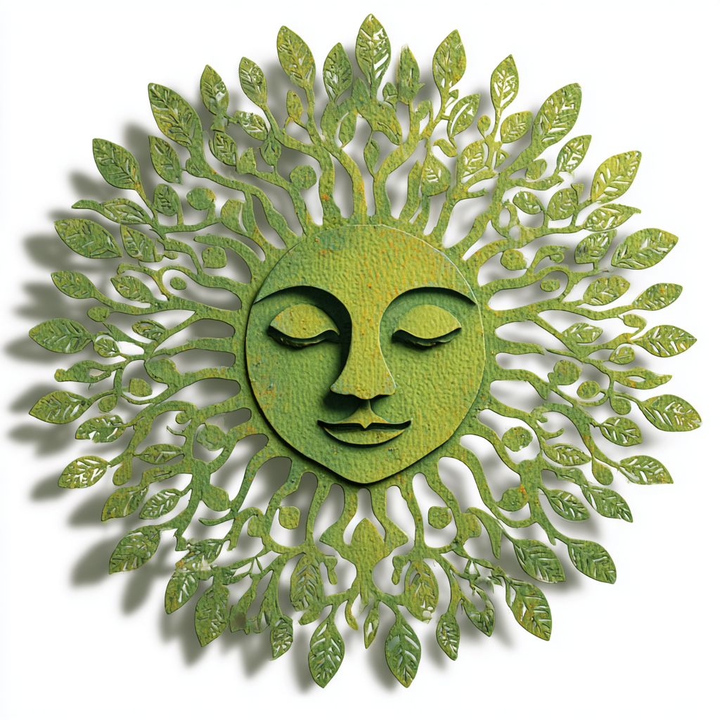 Green Goddess Sun Metal Wall Art Botanical Outdoor Garden Decor