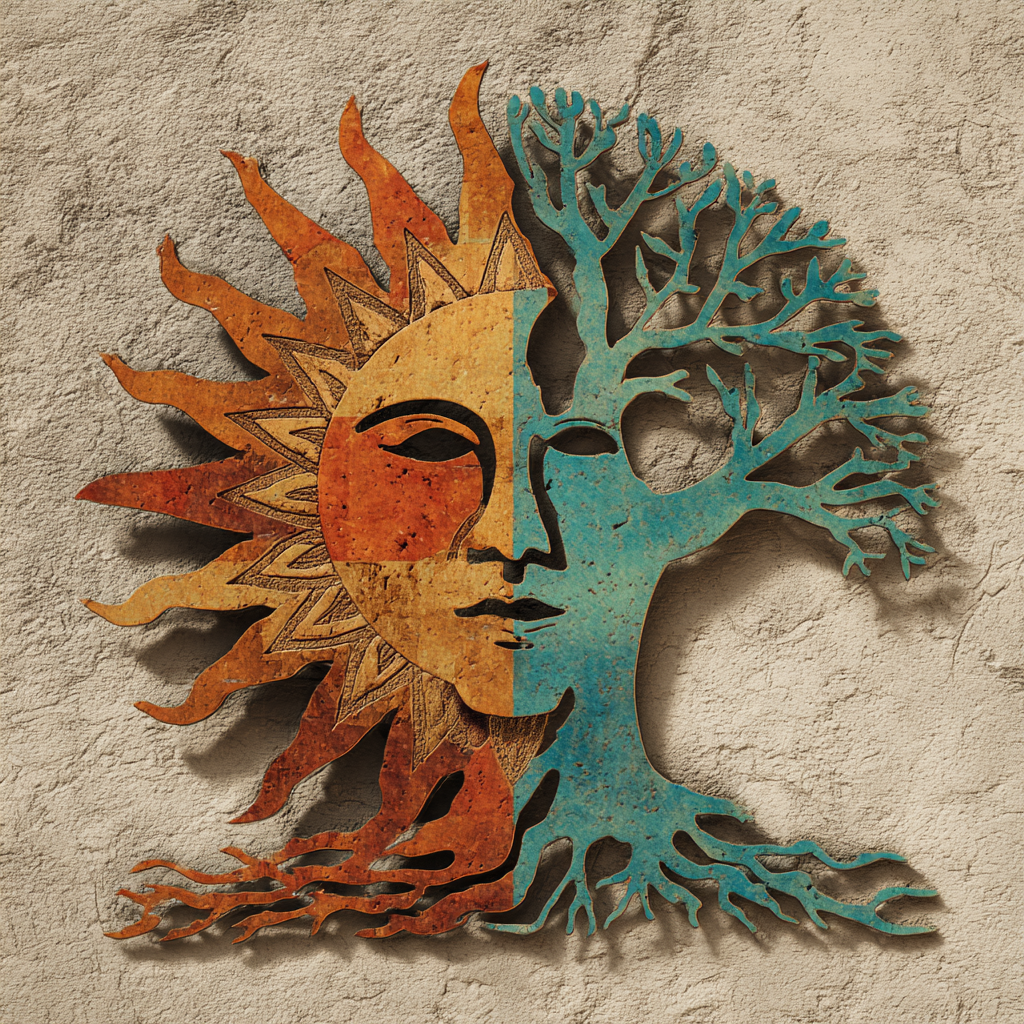Tree Of Life Sun Metal Wall Art Southwestern Outdoor Garden Decor