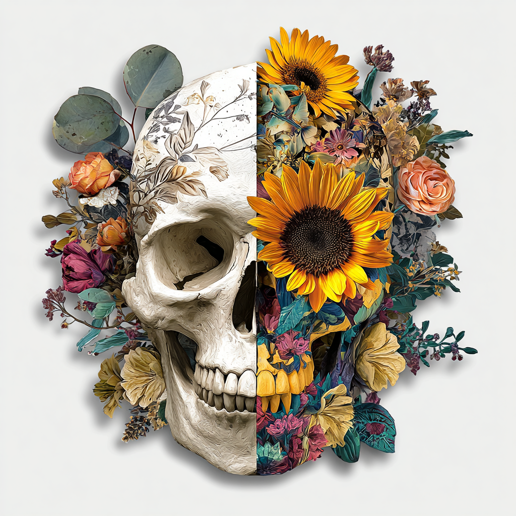 Sugar Skull Tropical Sunflower Metal Wall Art