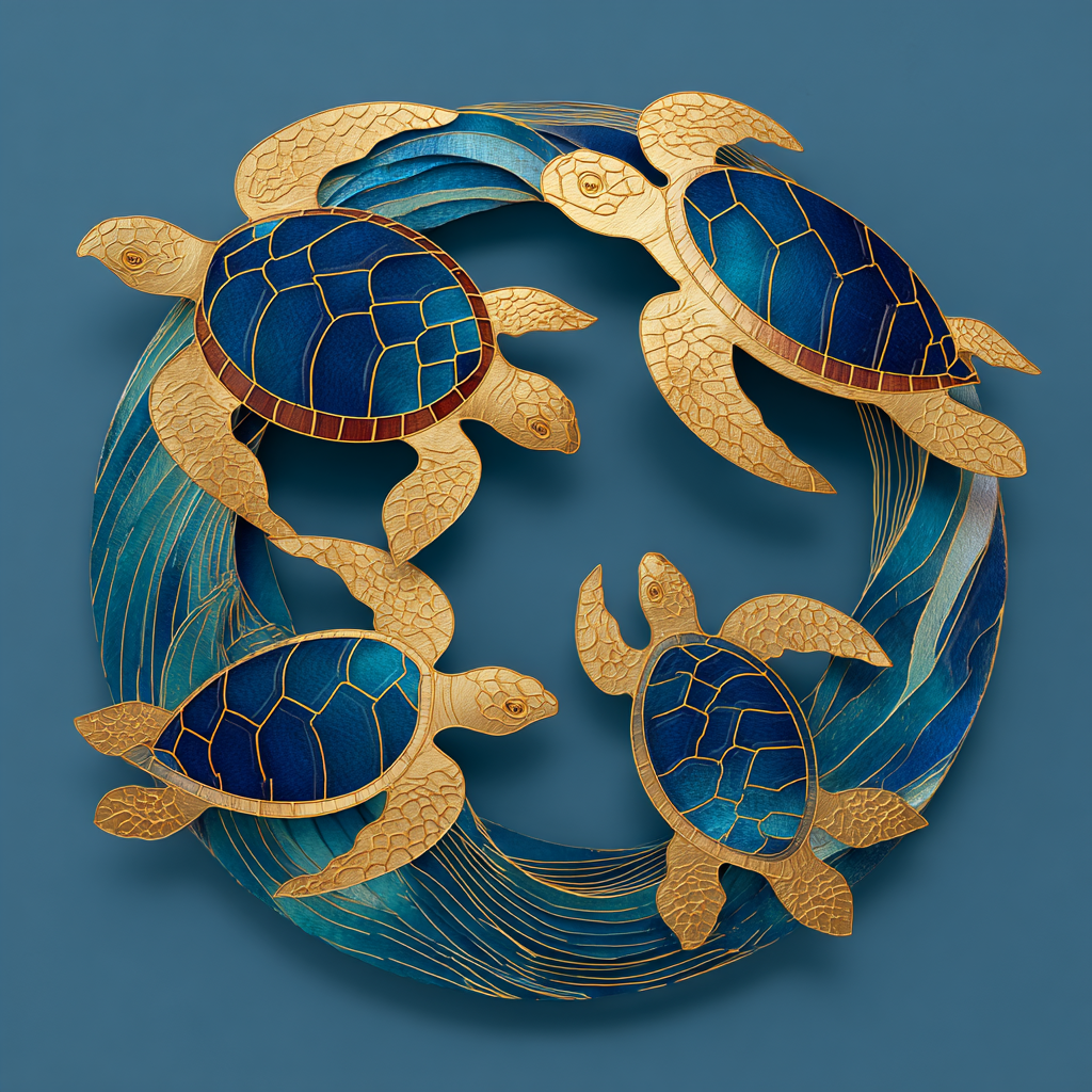 Blue Sea Turtle Metal Wall Art, Coastal Ocean Decor