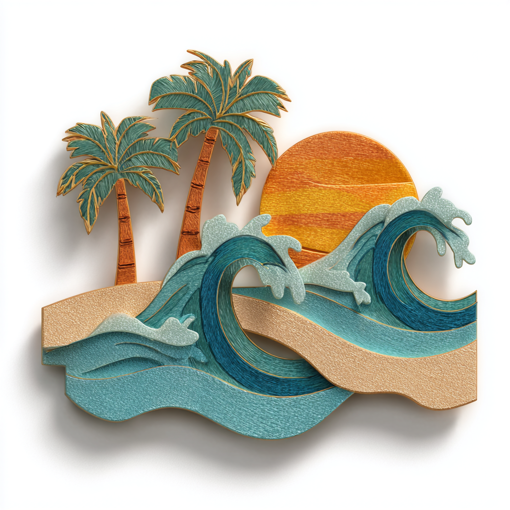 Tropical Beach Sunset Metal Wall Art Palm Tree Ocean Decor