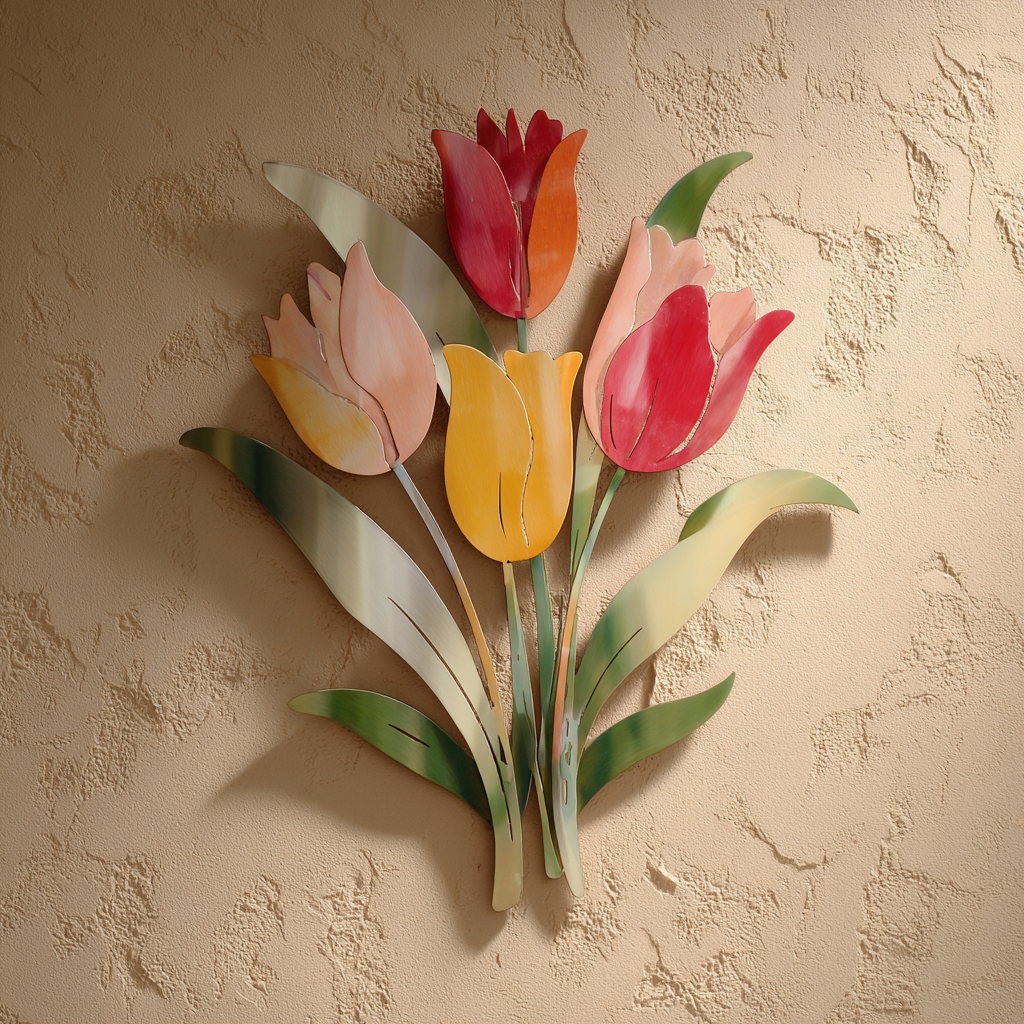 Tulip Bouquet Metal Wall Art Floral Garden Spring Outdoor Wall Decor