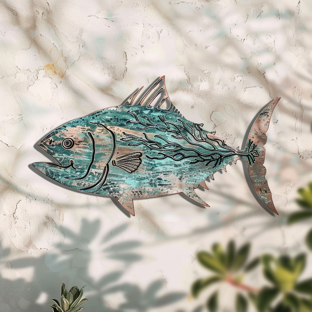 Coastal School of Tuna Fish Metal Wall Art Nautical Fishing Decor