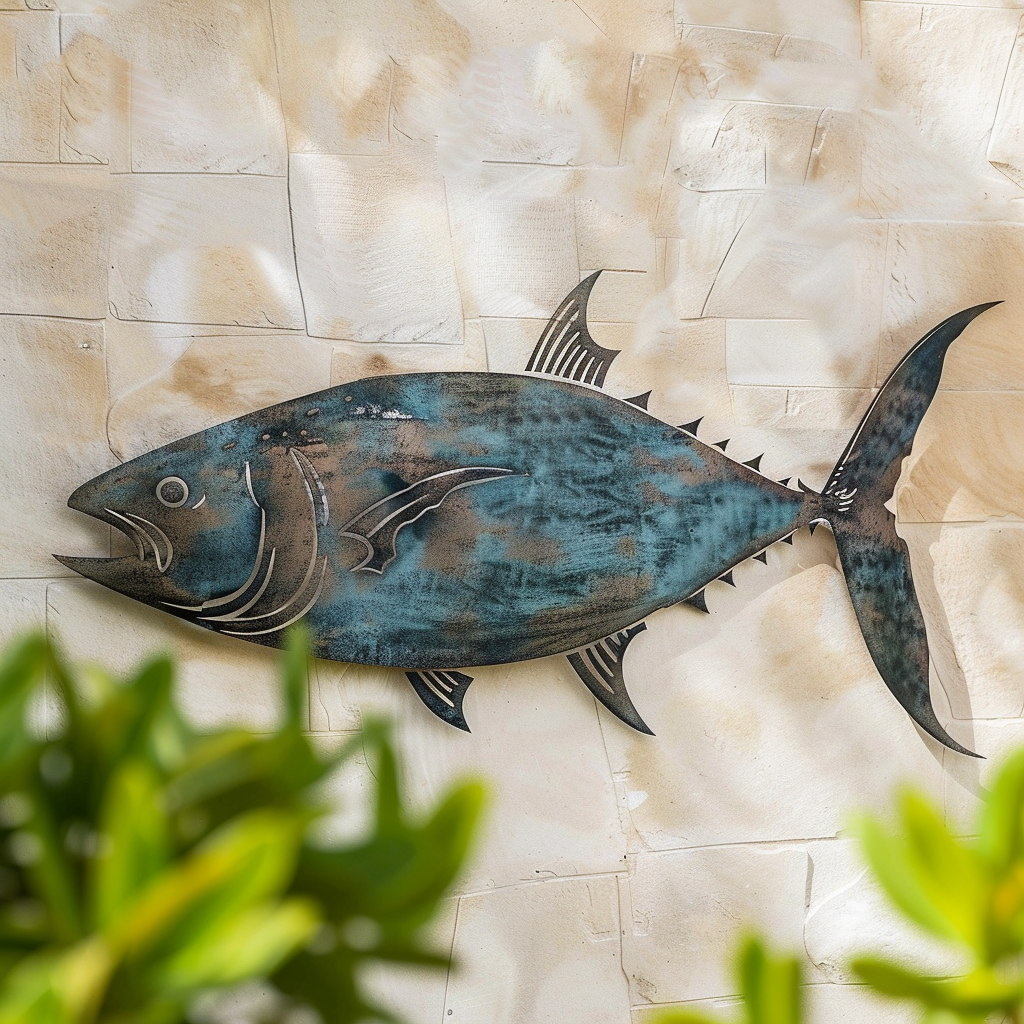 Coastal School of Tuna Fish Metal Wall Art Nautical Fishing Decor Ocean Lover Gift Beach House Wall Hanging
