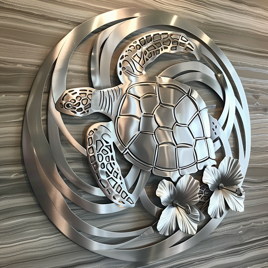 Tropical Turtle Metal Wall Art – Coastal Sea Turtle Decor, Ocean Garden Sign