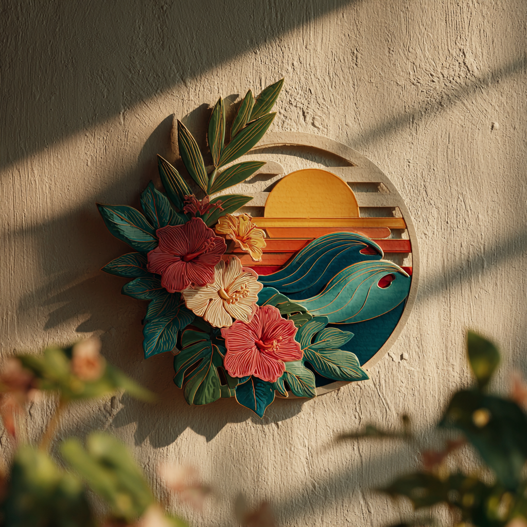 Wave Summer Beach Metal Wall Art Coastal Ocean Outdoor Wall Decor