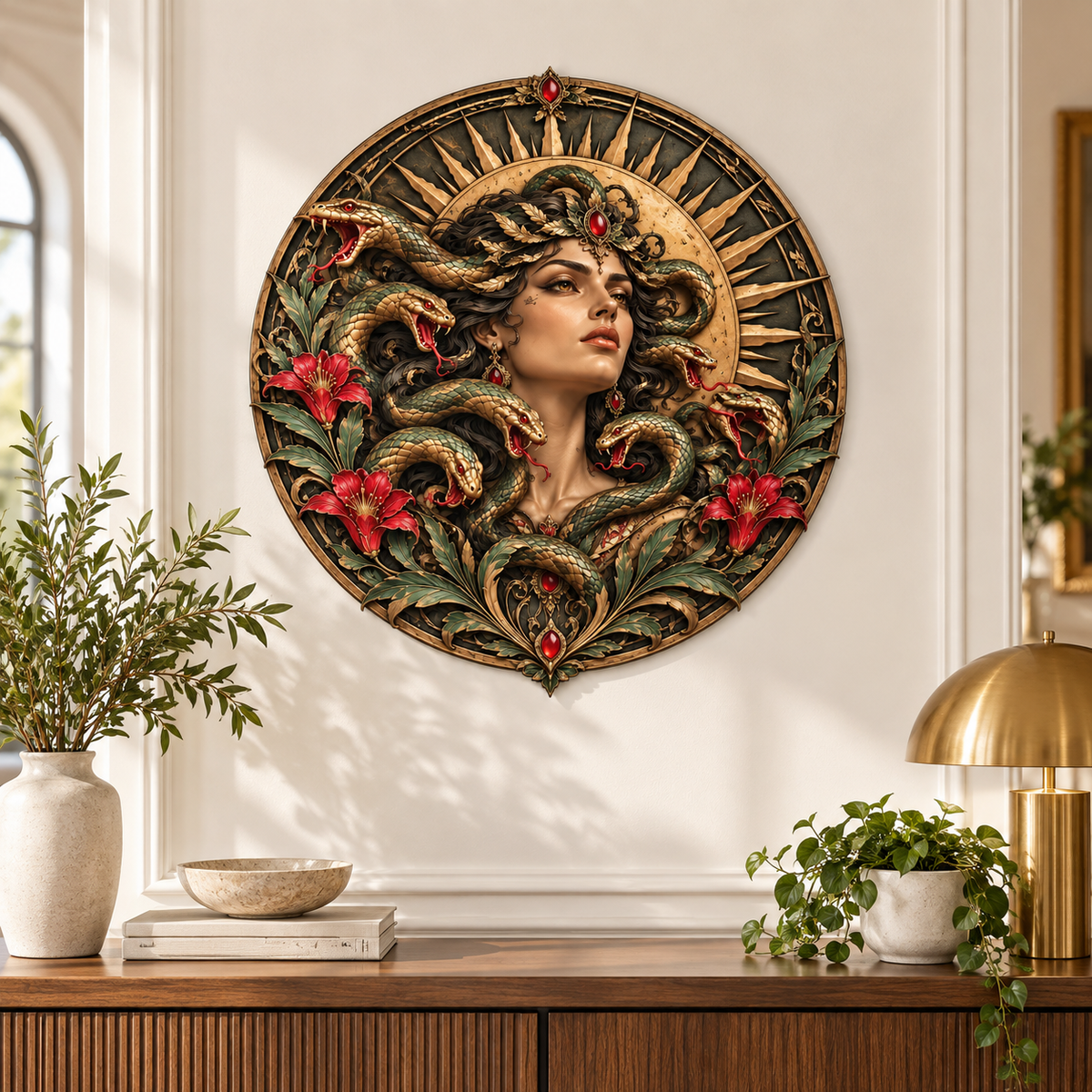Solar Medusa Metal Sign, Garden Decor, Home Accent, Unique Gift