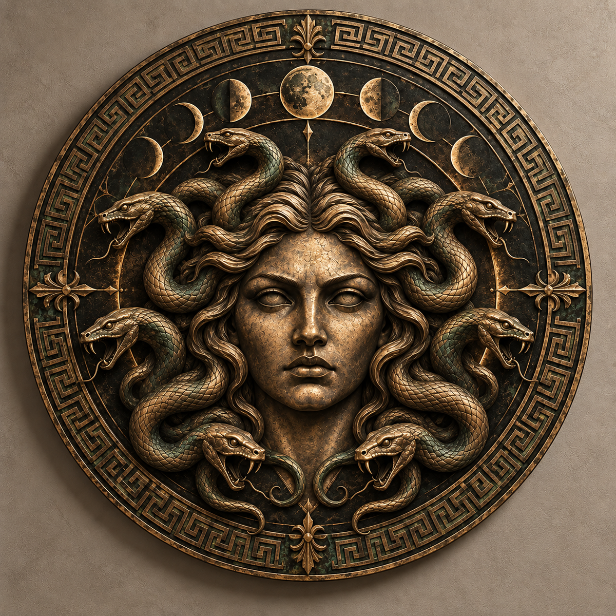 Medusa Shield Metal Sign Wall Decor, Mythology Art Gift For Home