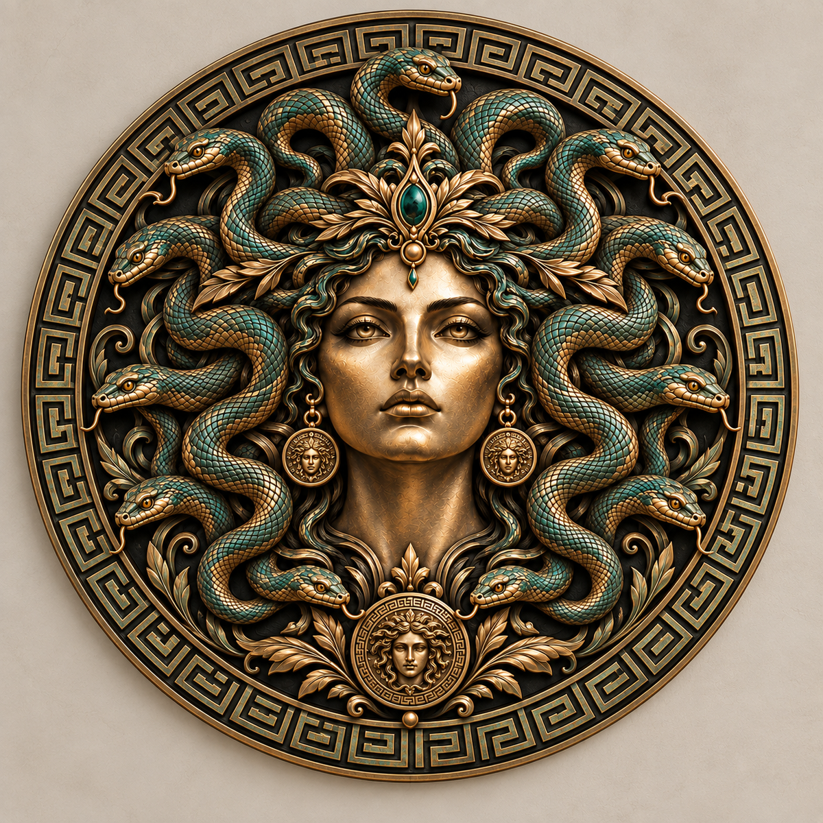 Gorgon Shield Medusa Vintage Metal Sign, Greek Mythology Wall Art
