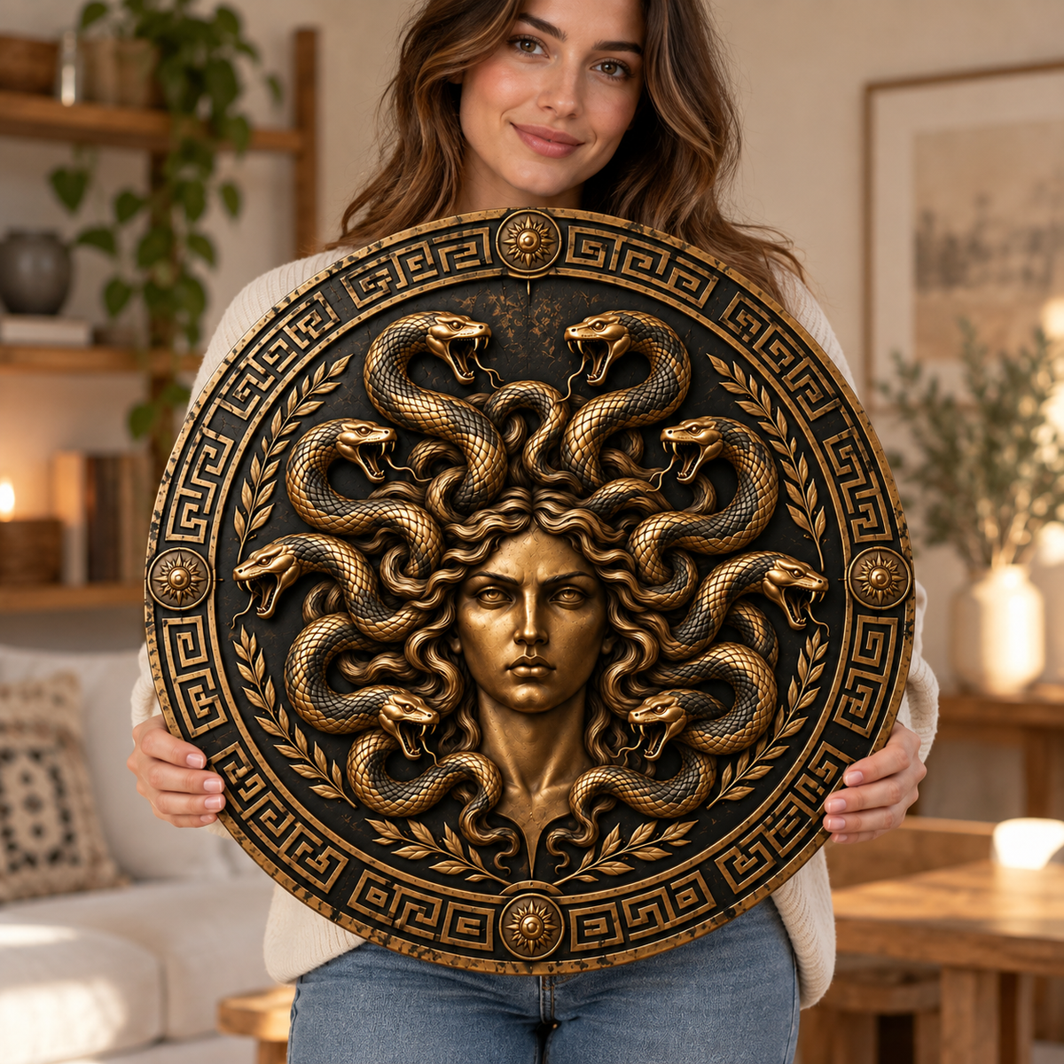 Greek Medusa Gorgon Shield Metal Sign Wall Art Decor