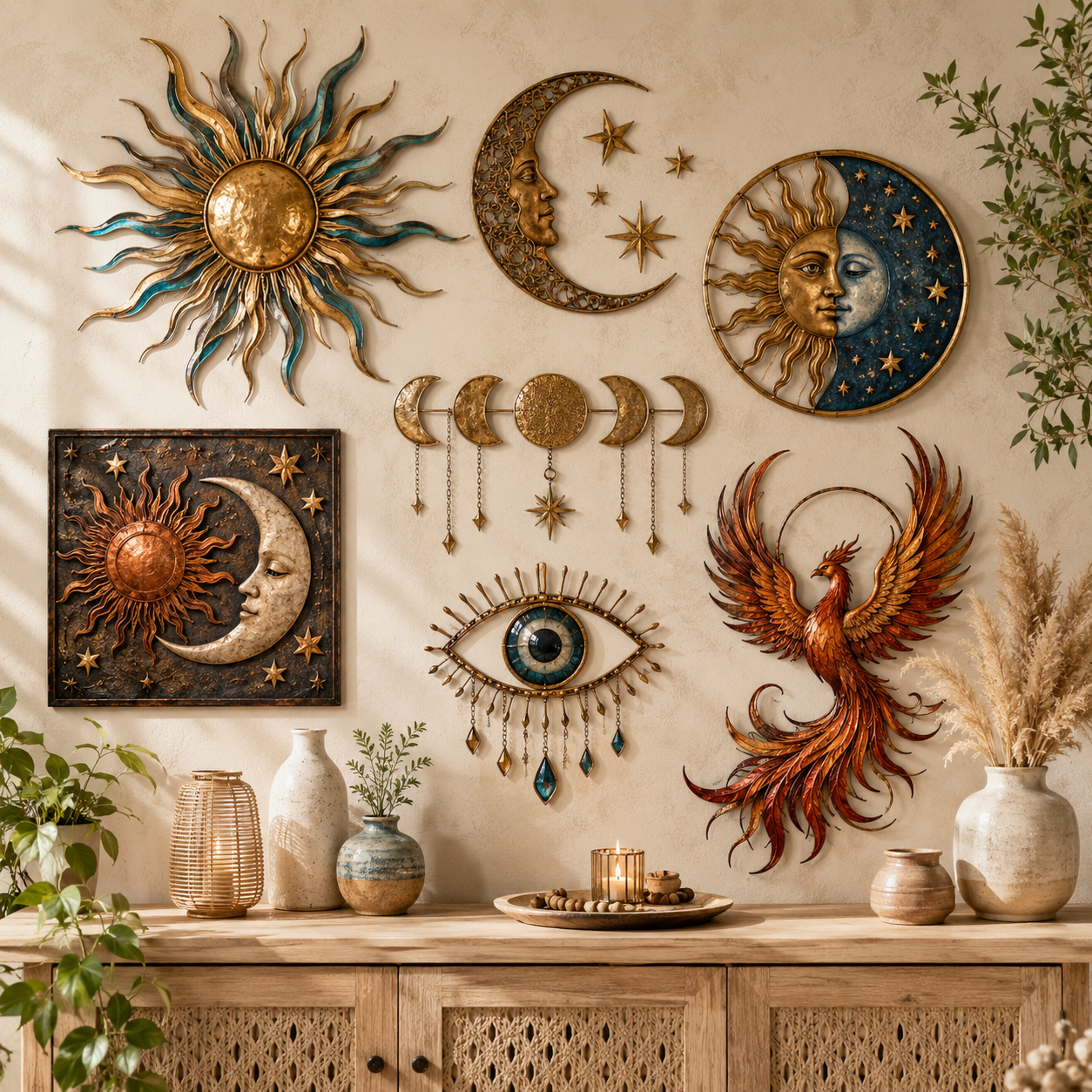 Sun, Moon & Celestial Metal Decor
