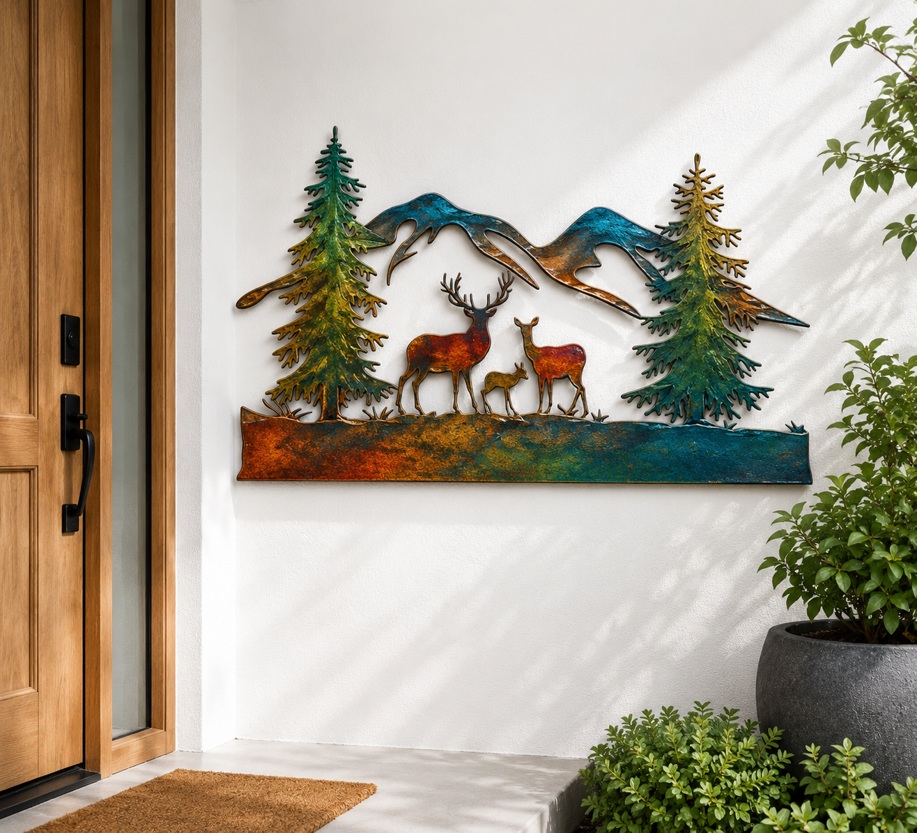 Safari Sunset Wildlife Metal Wall Art, African Elephant Lion Savannah aecor, Modern Nature Landscape 2D Aluminum UV Printed Metal Sign