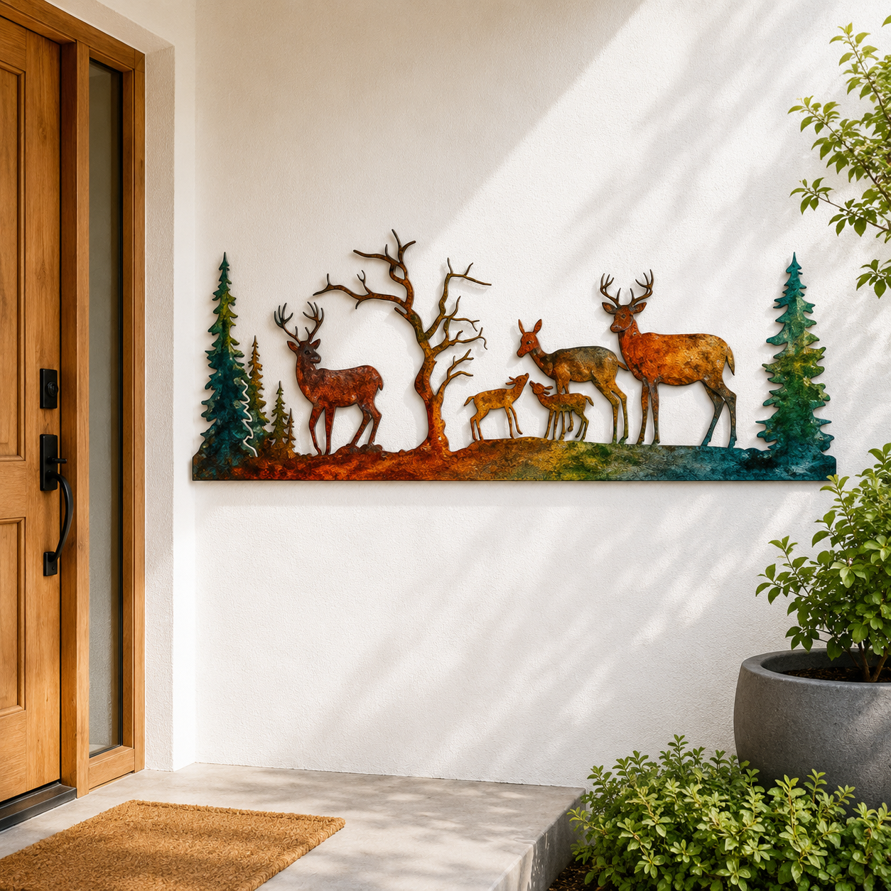 Safari Sunset Wildlife Metal Wall Art, African Elephant Lion Savannah aecor, Modern Nature Landscape 2D Aluminum UV Printed Metal Sign