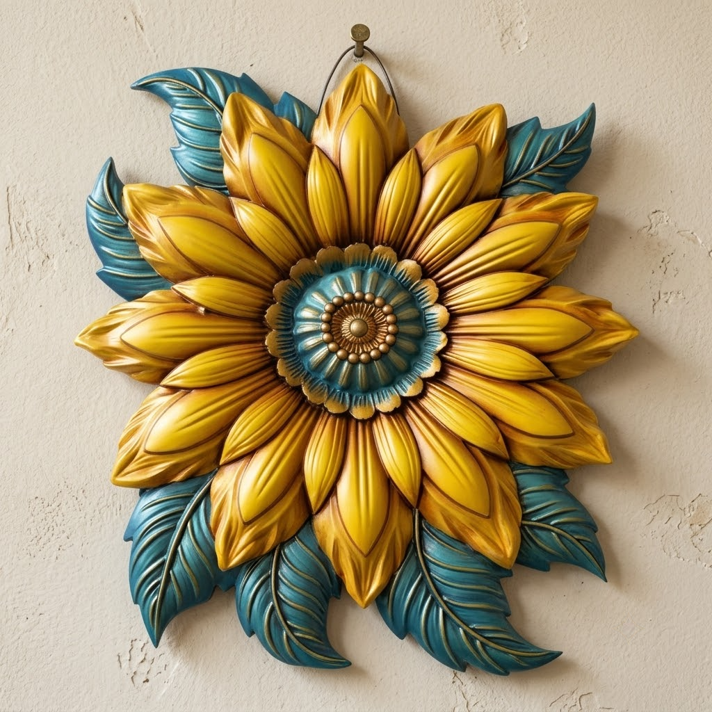 Summer Sunflower Sun Goddess Metal Wall Art