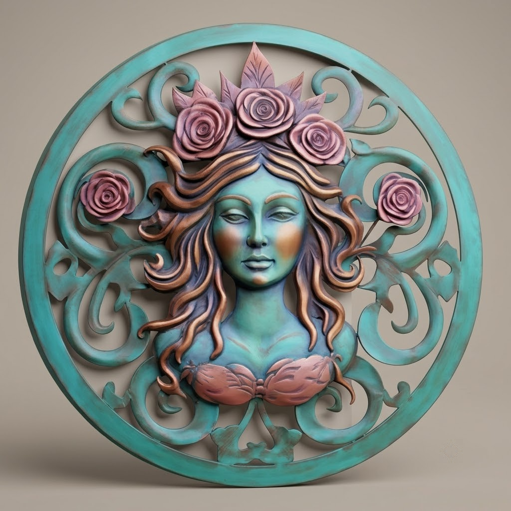 June Rose Sun Goddess Metal Wall Art, Celestial Sunburst Sign