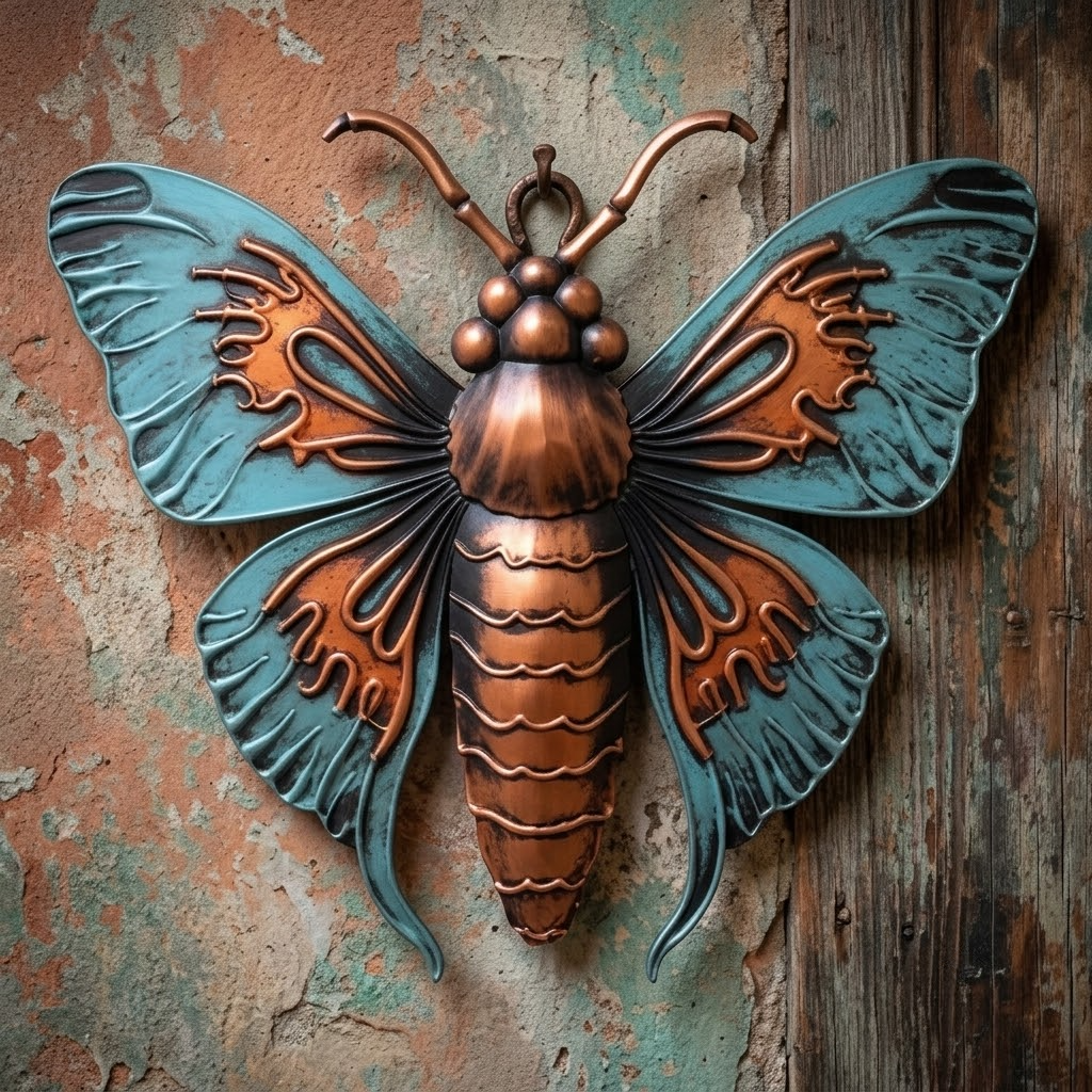 Colorful Skull Moth Halloween Metal Wall Art