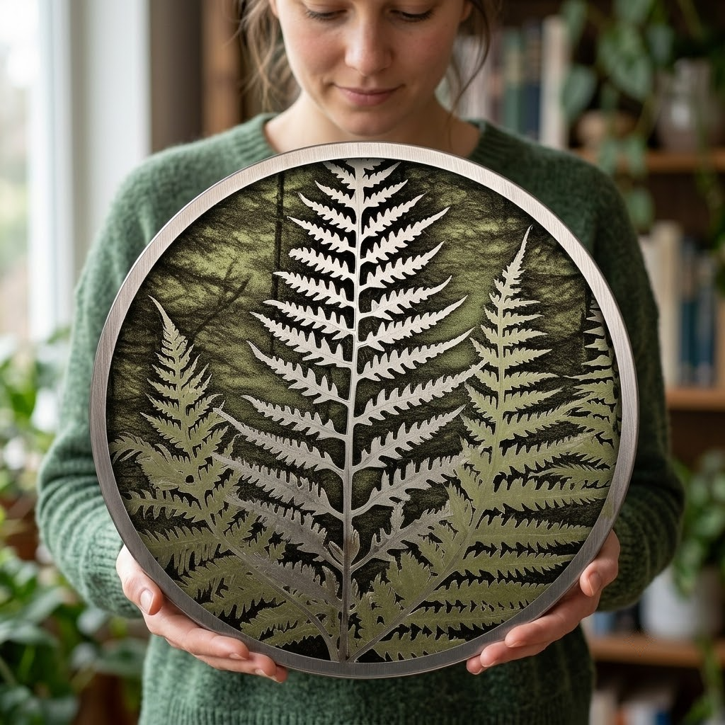 Fern Sunburst Metal Wall Art, Nature Woodland Cottagecore Decor