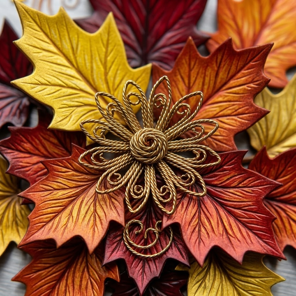 Autumn Maple Leaf Metal Wall Art, Colorful Fall Decor For Home