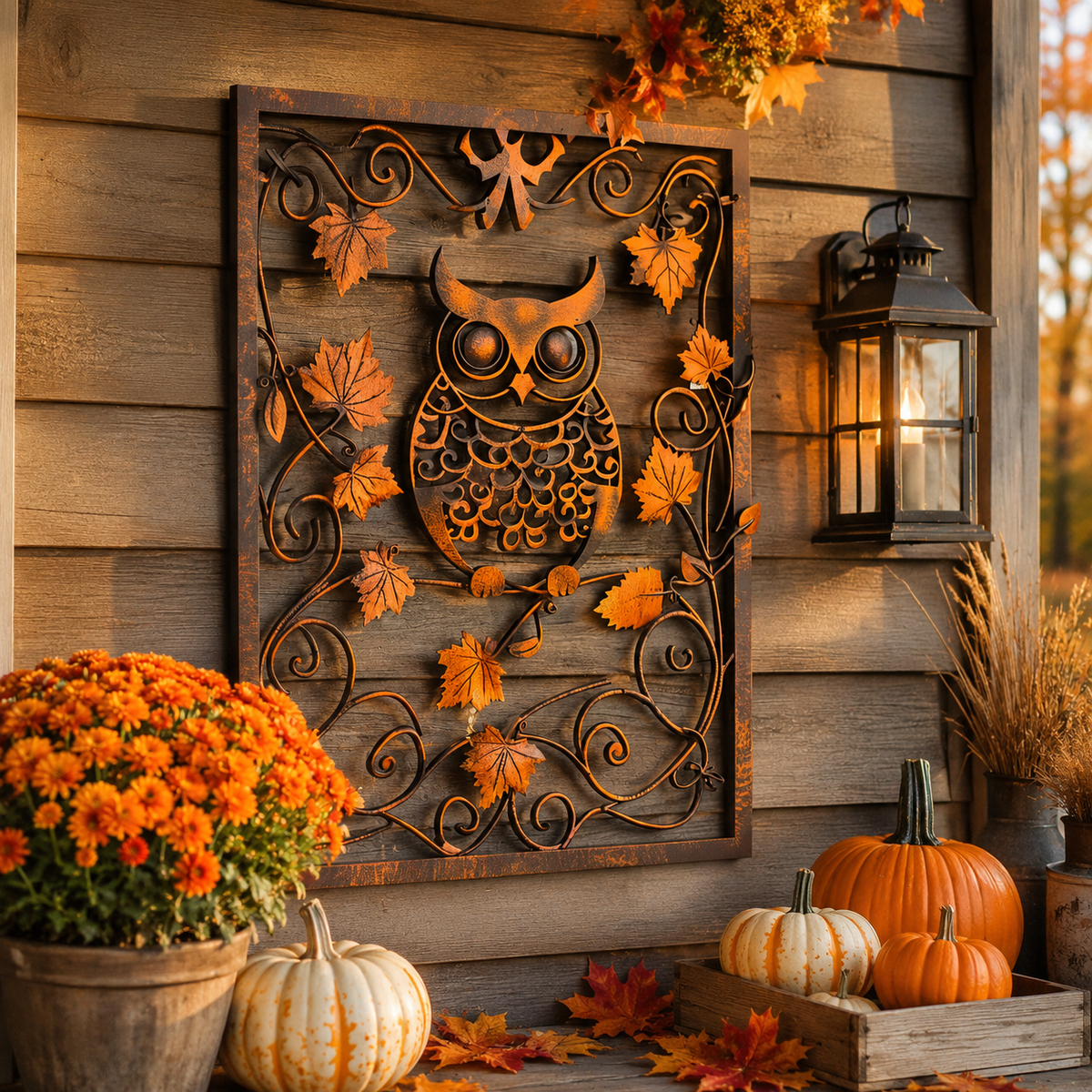 Owl Ornate Vine Metal Wall Art
