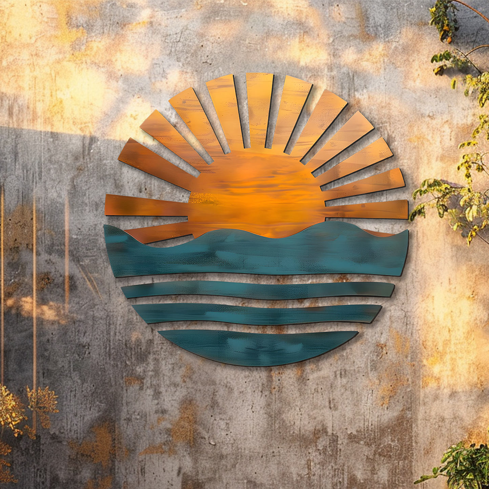Sunrise Ocean Metal Wall Art – UV Printed Aluminum Coastal Decor Beach Indoor Outdoor