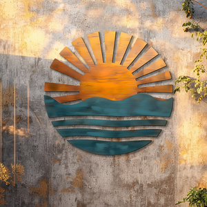 Sunrise Ocean Metal Wall Art – UV Printed Aluminum Coastal Decor Beach Indoor Outdoor