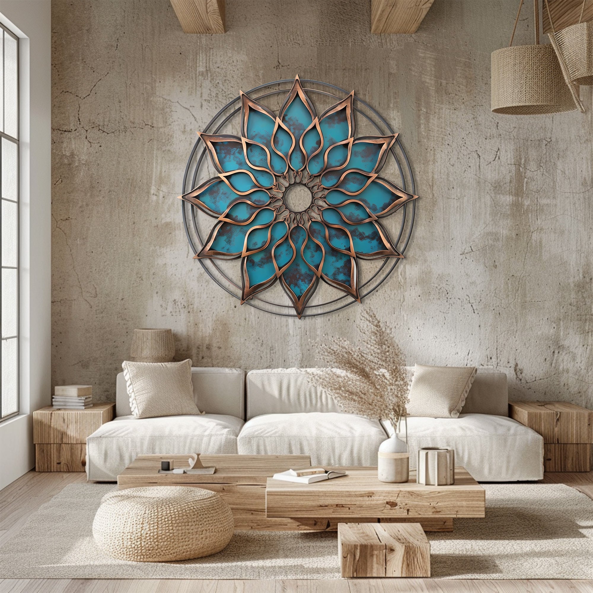 Mandala Sun Metal Wall Art – UV Printed Aluminum Boho Decor Funky Indoor Outdoor V1