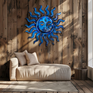 Blue Sun Metal Wall Art – UV Printed Aluminum Decor Custom Coastal Indoor Outdoor