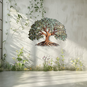 Green Tree of Life Metal Wall Art – UV Printed Aluminum Decor Nature Indoor Outdoor