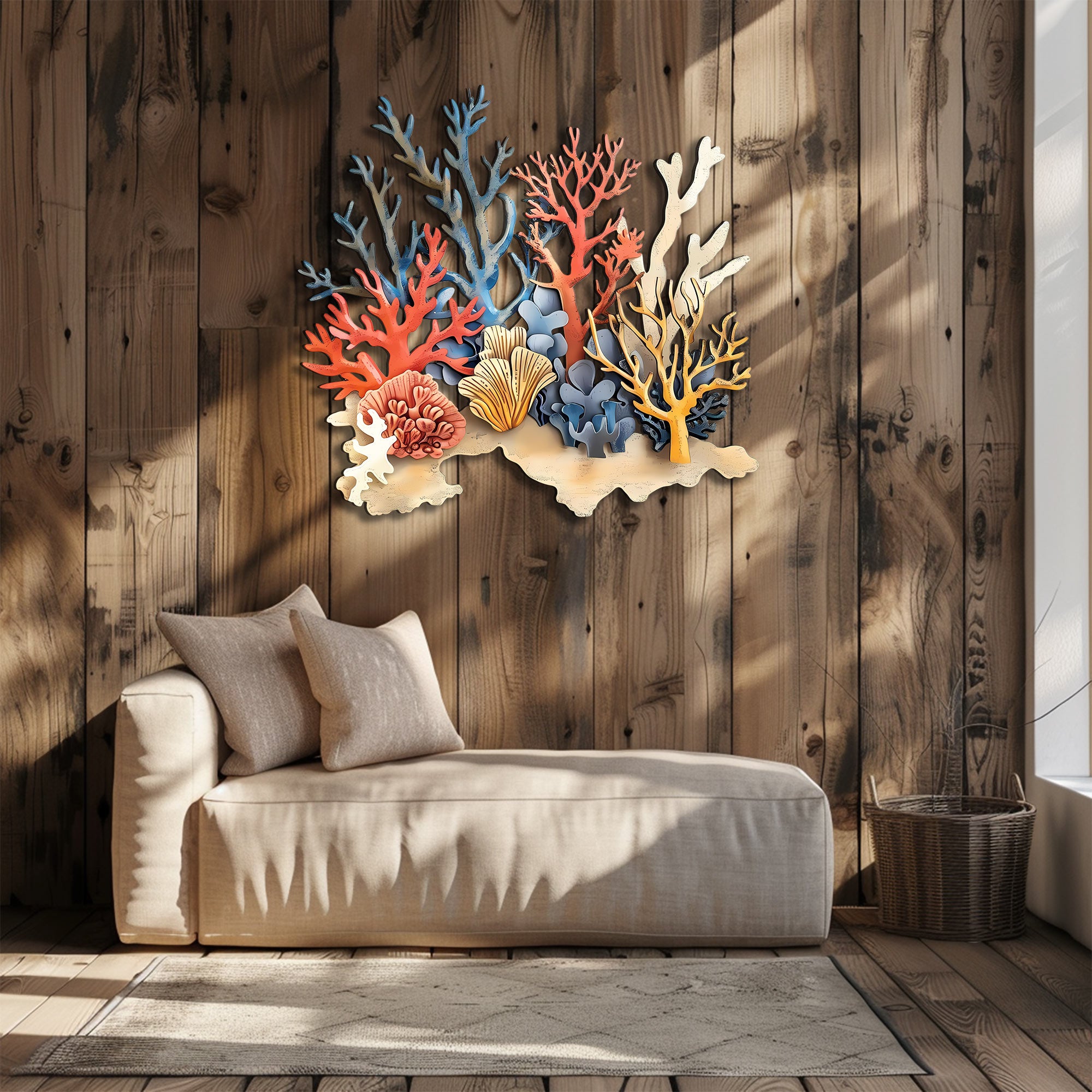 Colorful Coral Reef Metal Wall Art – UV Printed Aluminum Coastal Decor Beach Indoor Outdoor V1