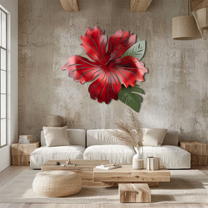 Hibiscus Flower Metal Wall Art – UV Printed Aluminum Tropical Decor Coastal Indoor Outdoor