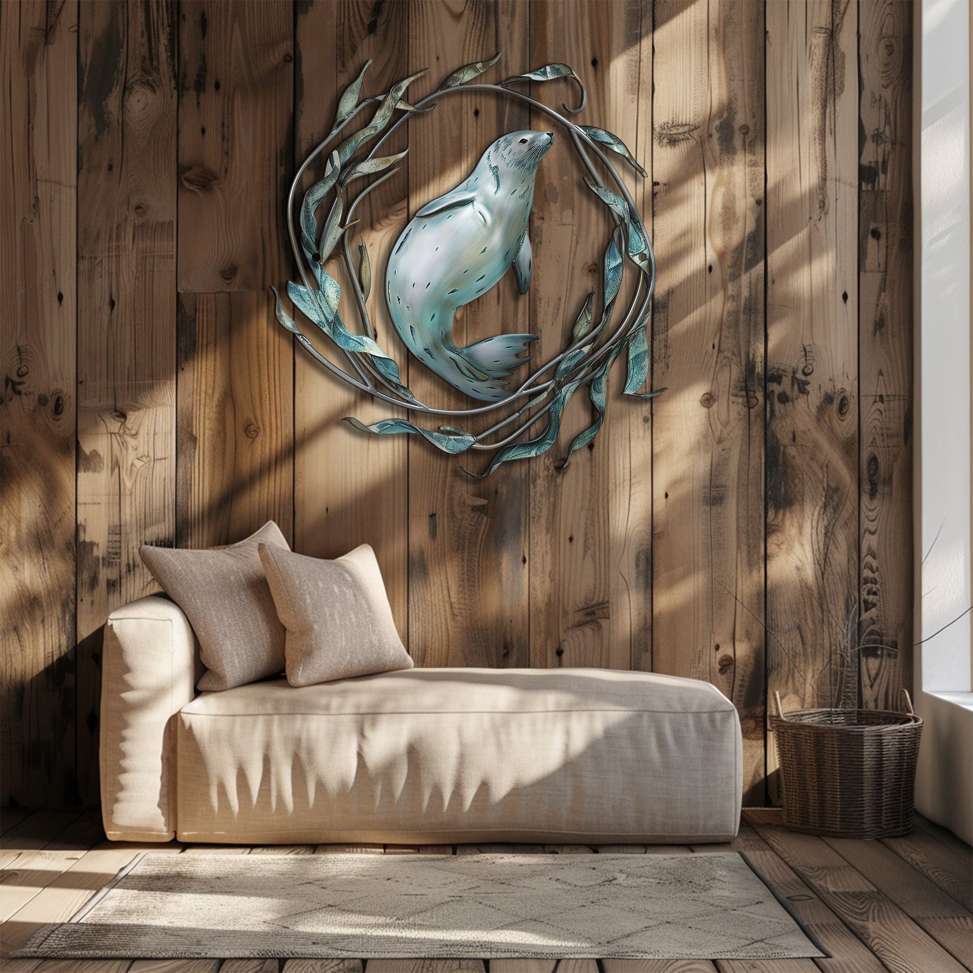 Blue Seal Metal Wall Art – UV Printed Aluminum Coastal Decor Ocean Indoor Outdoor