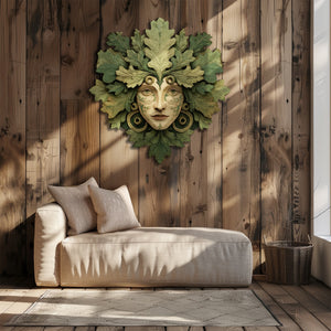 Green Woman Metal Wall Art – UV Printed Aluminum Forest Goddess Nature Decor Indoor Outdoor