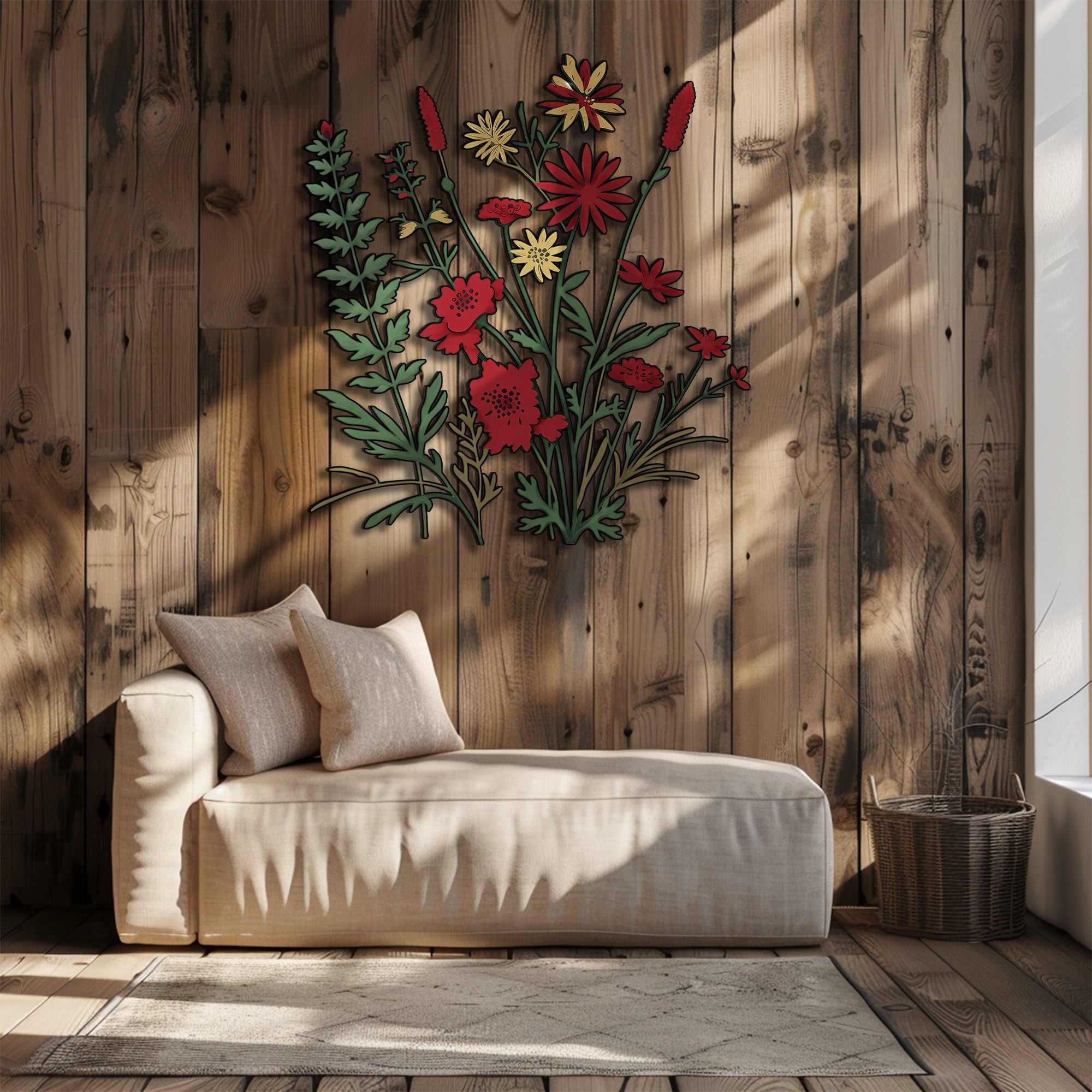 Wildflower Metal Wall Art – UV Printed Aluminum Botanical Floral Decor Indoor Outdoor